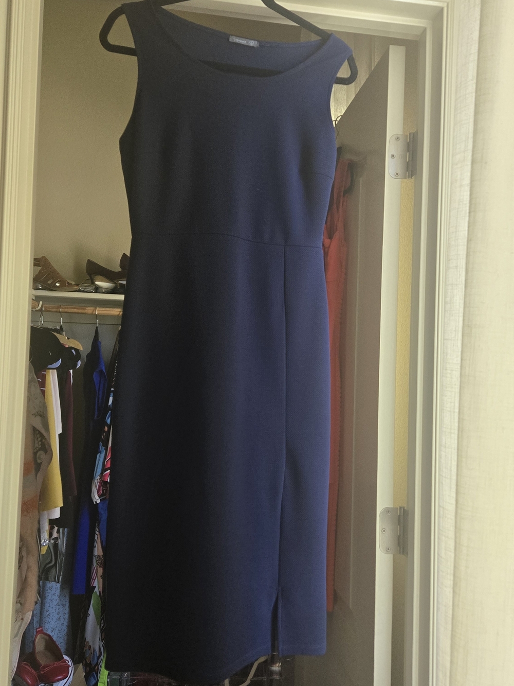 Classic Sleeveless Navy Pencil Dress